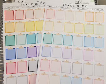 Bright or Pastel Clipboard Planner Stickers Bullet Journal | Functional Stickers | Bullet Journal