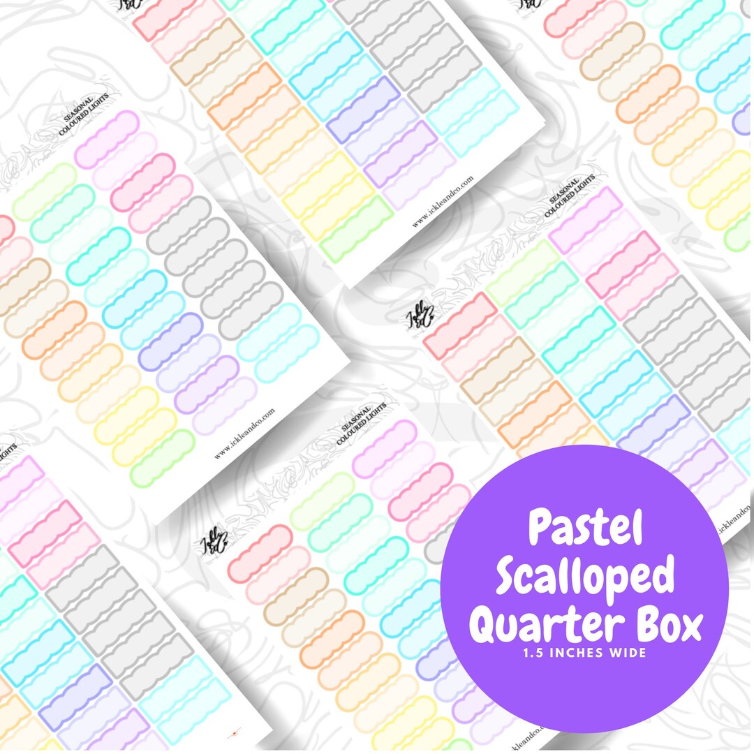 Stickers Scallop Quarter Boxes Planner Stickers Pastel Stickers ...