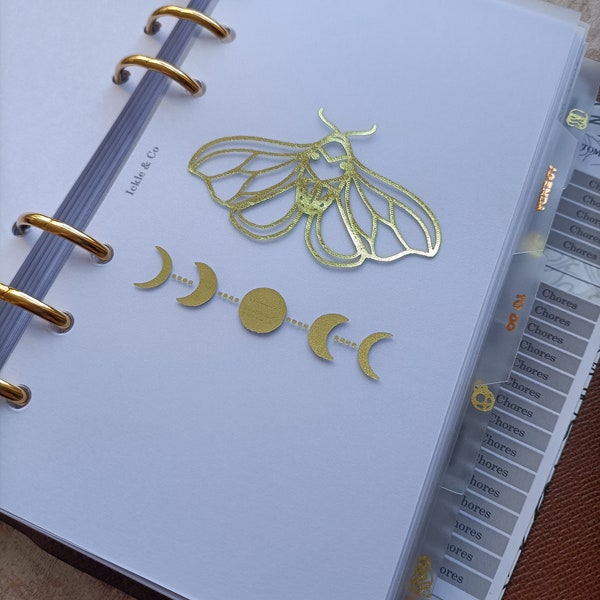 Moon Phase Plastic Dashboard | Foiled | Inbox | Filofax | Custom Insert | Divider | Personal | A5 | A6 | Pocket | B6 | GM | MM Bee Astrology