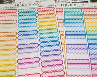 Mini Bright Coloured Scalloped Quarter Box Planner Stickers Bullet Journal