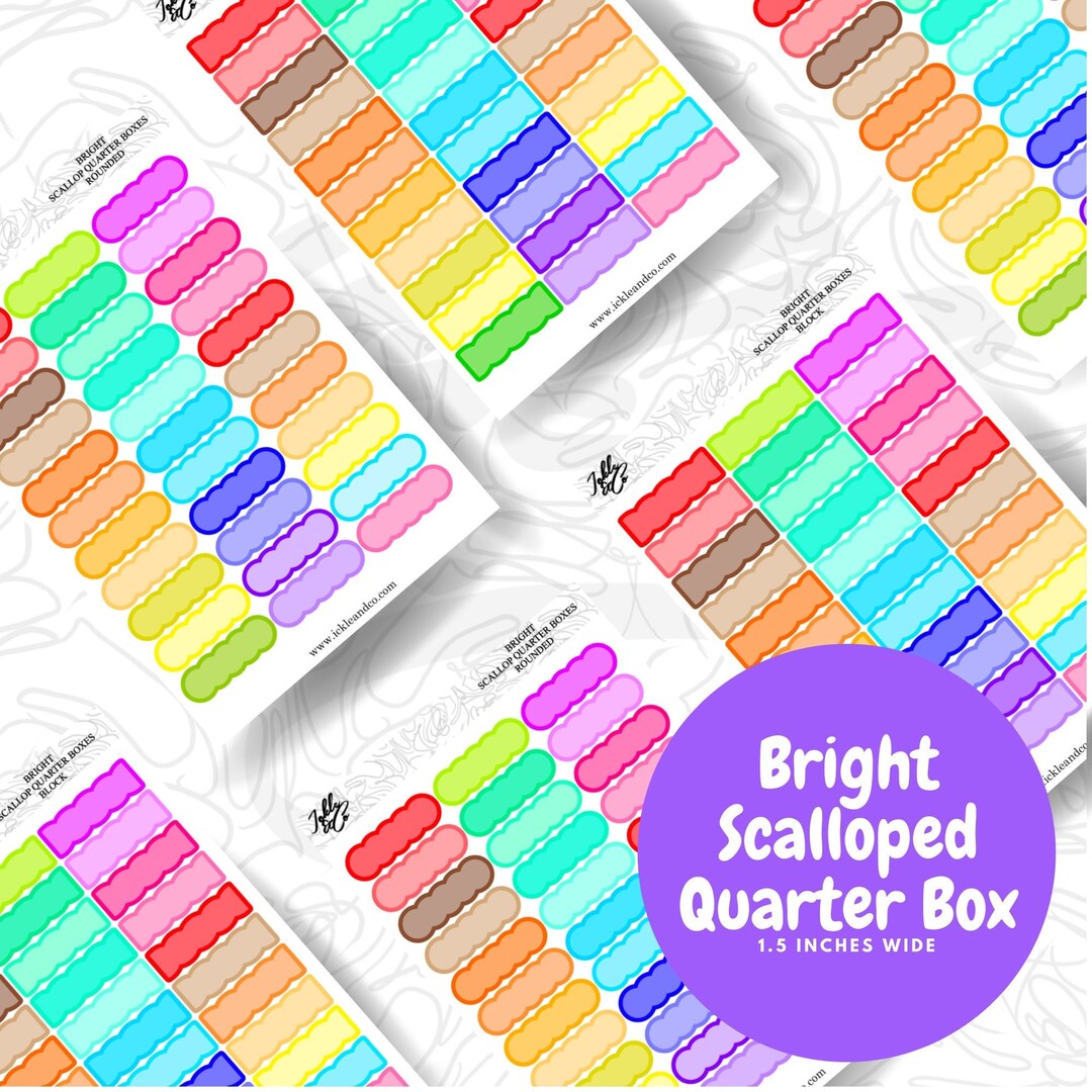Sticker Bright Scalloped Quarter Box Appointment Box Functional Planner ...