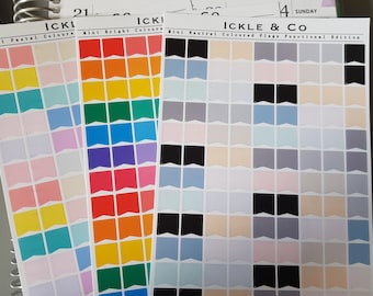 VINYL  Neutral / Pastel / Bright Coloured Corner Flag Planner Stickers