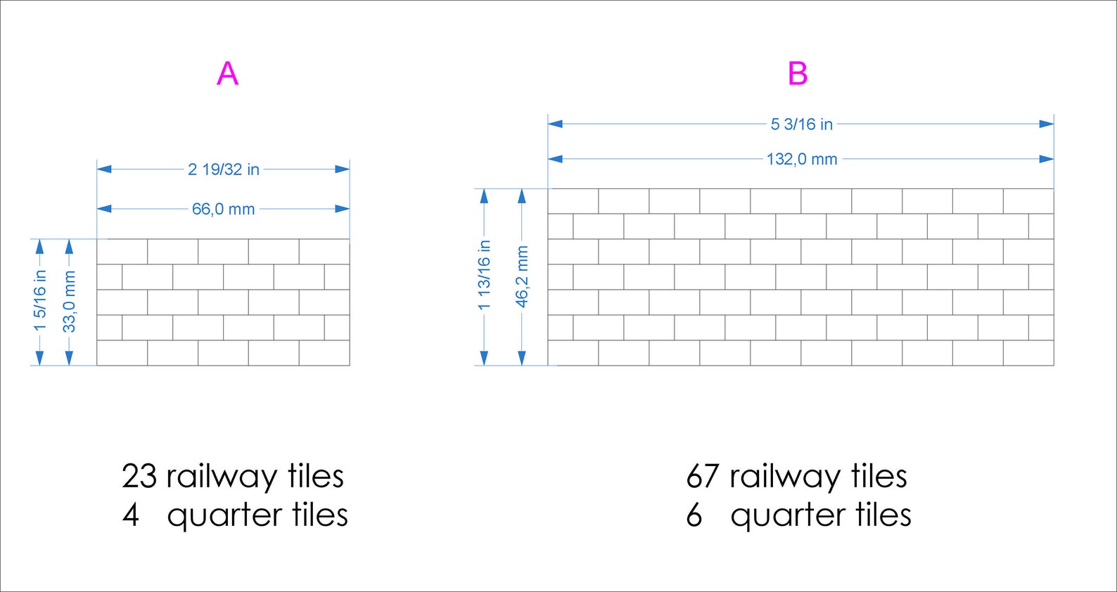 1/2 Inch Subway / Metro Mini Tiles - 1/2 X 7/32 Inch (12,6 Mm X 5,9 Mm ...