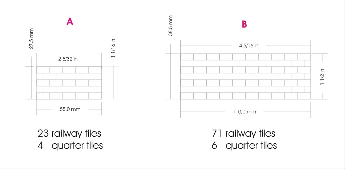 Längliche Miniatur Fliesen Nr. 10050 Halbe Fliesen | Etsy