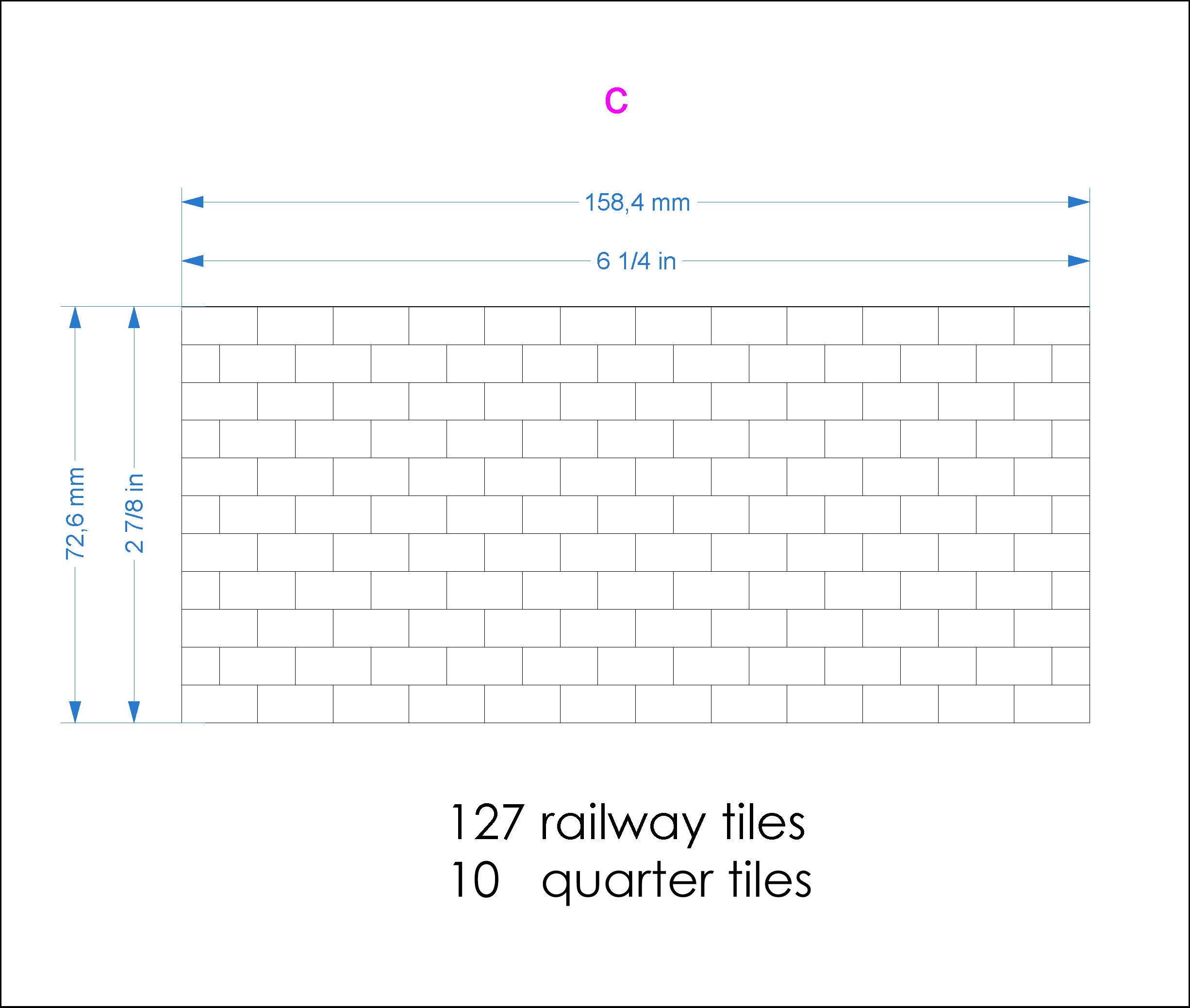 127 mm lange U-Bahn Miniatur Fliesen Halbe Fliesen weiß | Etsy