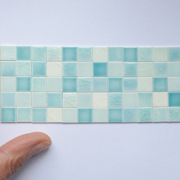 Miniature Tile Kit - mixed water turqoise and beige tiles , unique mix 2