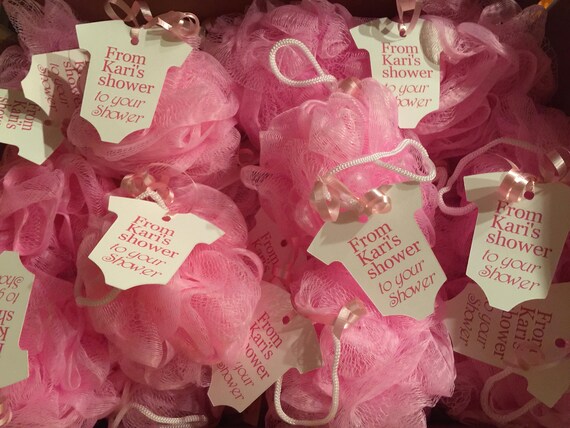 Baby Shower Favor Bath Poufs Loofah Sponges And Tags Etsy