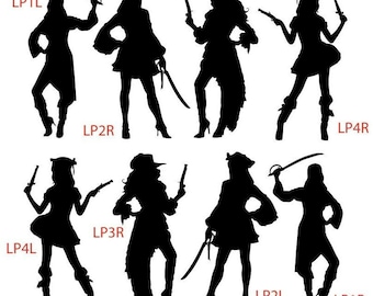 Pirates Ladies, Wall Decal, Interior, Exterior, Vinyl Sticker, Pirate women, wenches, Custom Size, Party, Gasparilla, Female silhouettes