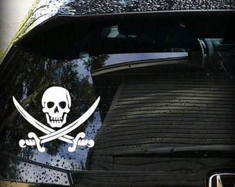 Skull and Crossbones,  Wall Decal, Interior, Exterior, Vinyl Sticker, Pirate flag, Custom Size Available, Party, Gasparilla, Jolly Roger