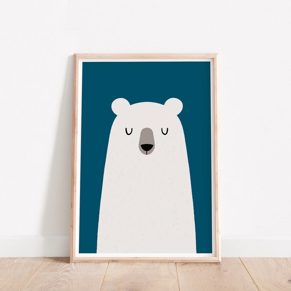 Bear print, Cute bear, Nursery wall decor, Cute art work, Bear poster, Kids bear print, Kids room decor, Minimalist kids art, Nursery decor