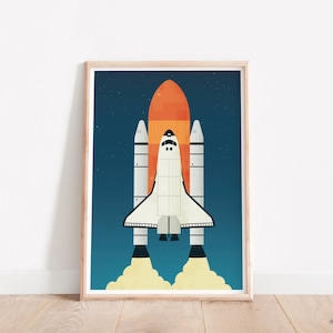 Space print, Spaceship art, Nursery wall art, Nursery wall decor, Space shuttle, Space nursery, Kids room art, Kids room decor, Spaceshuttle