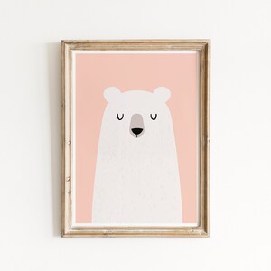 Weißer Bär Poster: Rosa Wandbild, Babyzimmer Dekor