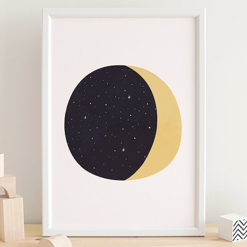 Moon Print Nursery Moon Baby Room Wall Art Cute Poster Etsy