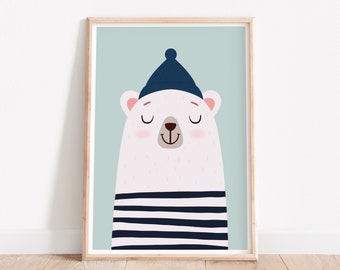 Bear Print: Pastel Nursery Decor, Kids Wall Art
