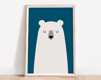 Bear print, Cute bear, Nursery wall decor, Cute art work, Bear poster, Kids bear print, Kids room decor, Minimalist kids art, Nursery decor