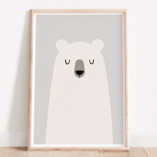 Bear Print Cute Bear Nursery Wall Decor Cute Art Work Bear Etsy Australia