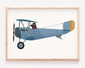 Nursery wall art, Plane print, Plane kids room, Vintage airplane, Airplane art, Nursery airplane, Airplane kid, green plane, Plane wall art