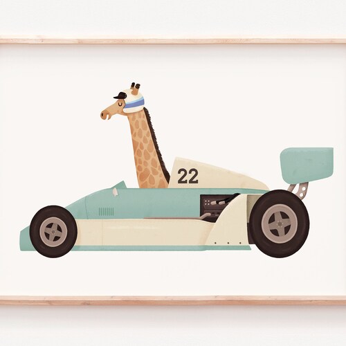 Racing Car Nursery Race Car Vintage Car Baby Room Animal Etsy