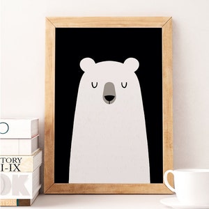 Stampa di orso, Orso carino, Decorazione da parete per la cameretta dei bambini, Opera d'arte carina, Poster di orso, Stampa di orso per bambini, Decorazione per la cameretta dei bambini, Arte minimalista per bambini, Decorazione per la cameretta dei bambini