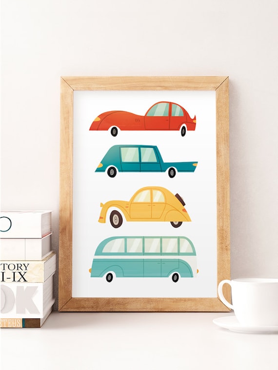 Arte De La Pared De Los Coches Impresion De Los Coches De Los Etsy