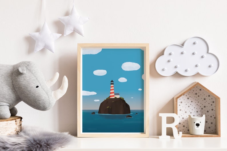Nursery Decor Nursery Wall Art Lighthouse Print Nautical Etsy