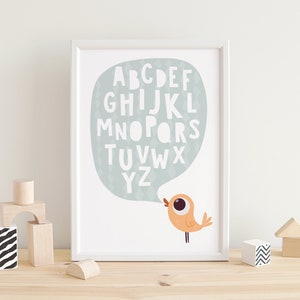 Alphabet print, Kids alphabet, Nursery alphabet, Nursery art, Childs room art, Kids wall art, Kids wall decor, Black and white, Alphabet image 2