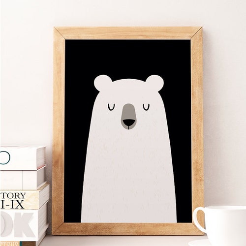 Bear Print Cute Bear Nursery Wall Decor Cute Art Work Bear Etsy
