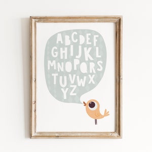 Alphabet print, Kids alphabet, Nursery alphabet, Nursery art, Childs room art, Kids wall art, Kids wall decor, Black and white, Alphabet image 5