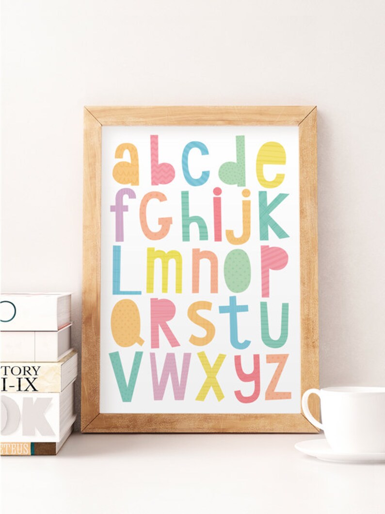 Alphabet Wall Art Decor Kids Baby Room Nursery Cute Print For Colorful