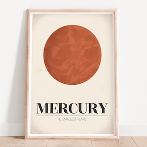 Stampa del sistema solare, Mercurio, Arte murale per bambini, Stampe dei pianeti, Arte spaziale, Decorazioni murali per la cameretta dei bambini, Stampe per la cameretta dei bambini, I pianeti, Arte per bambini, Pianeta