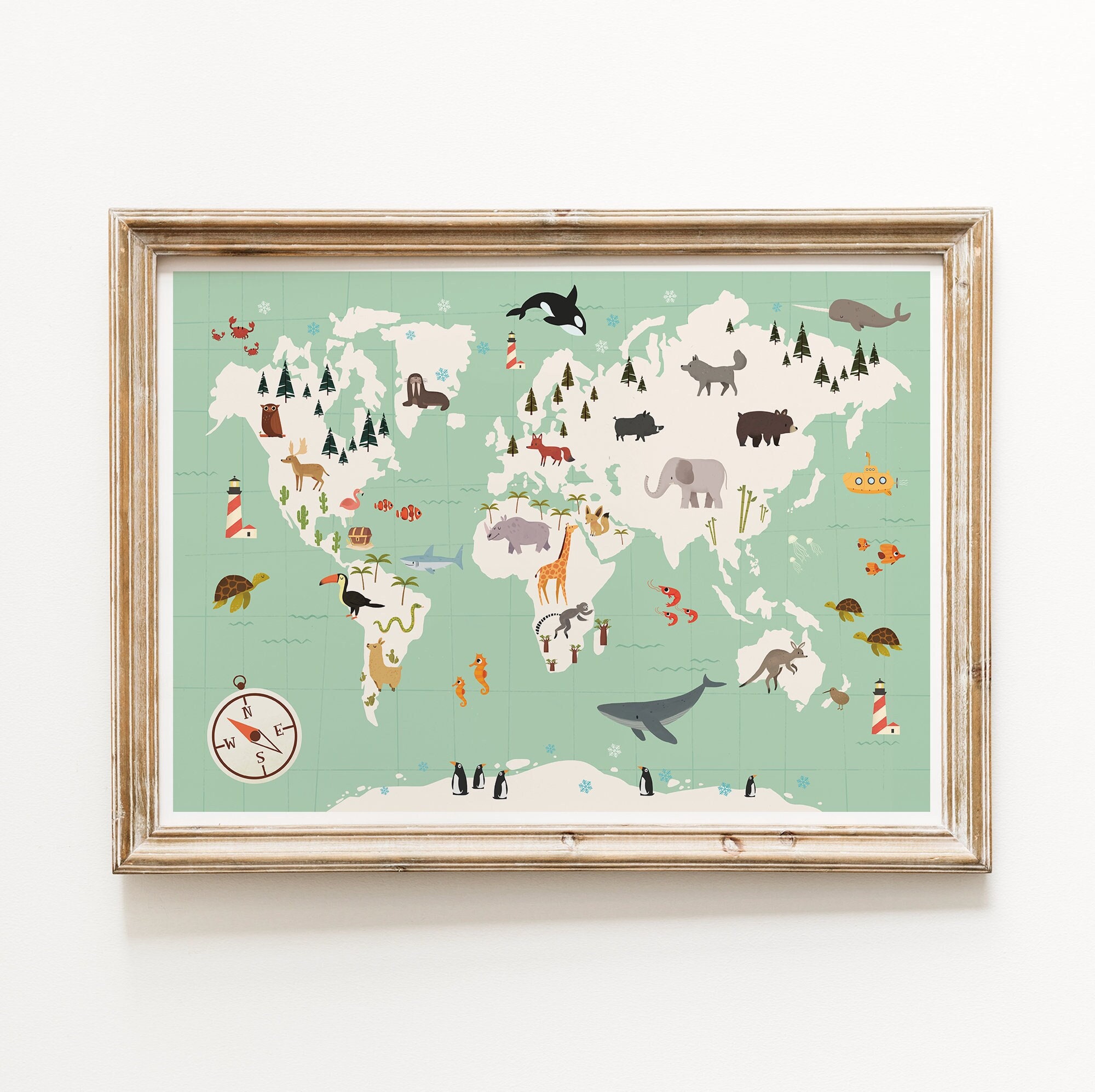 World Map Print Nursery World Map Nursery Wall Art Map Wall Etsy UK