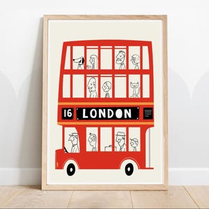 Stampa di Londra, autobus di Londra, arte murale di Londra, asilo nido Londra, stampa artistica carina, decorazione murale per asilo nido, decorazione murale di Londra, arte per la cameretta dei bambini, autobus per asilo nido