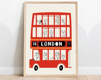 London Bus Print: Kids Room Wall Art