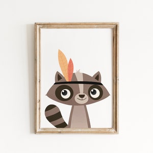 Racoon print, Cute animals, Animals wall art, Nursery decor, Animal nursery decor, Racoon wall art, Kids room decor, Wall art, Nursery print image 4