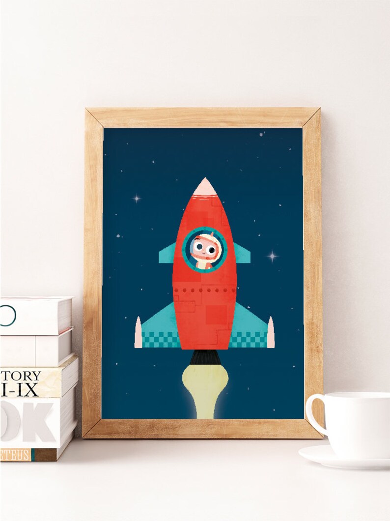 Impresion Espacial Arte De La Nave Espacial Arte De La Pared Etsy