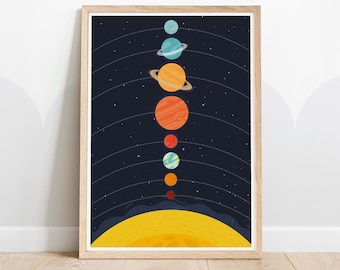 Stampa per bambini del sistema solare: arte spaziale educativa