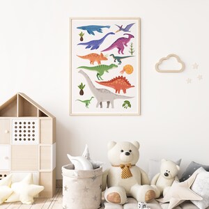 Dinosaurs Print, Dinosaurs Wall Art, Nursery Dinosaurs, Nursery Wall ...