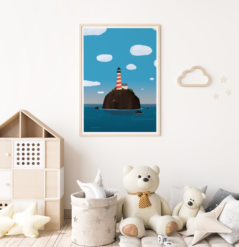 Nursery Decor Nursery Wall Art Lighthouse Print Nautical Etsy