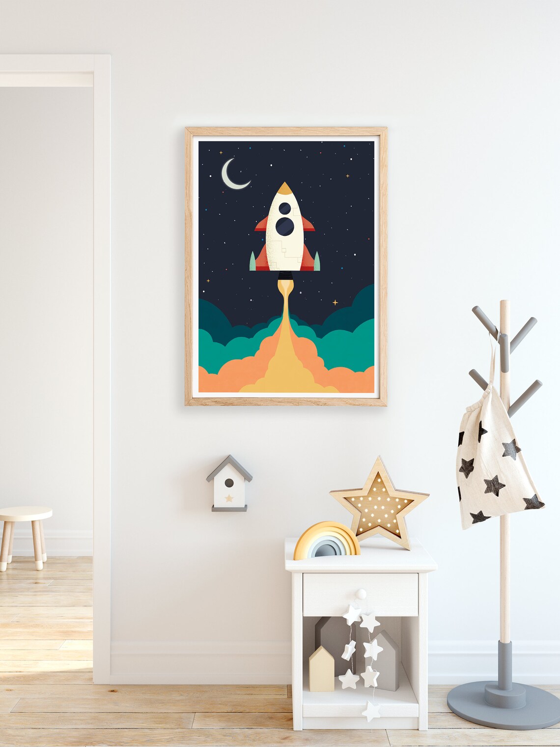 Spaceship art Children room art Nursery space decor Nursery | Etsy