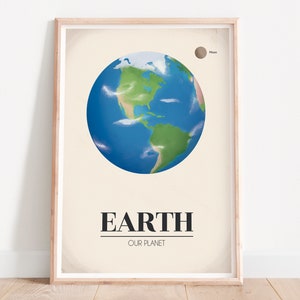 Earth print, The earth, Solar system art, Solar system, Nursery art, Print of the earth, Space nursery art, Space wall art, The planets art