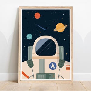 Stampa spaziale, Arte astronauta, Arte murale per bambini, Decorazione murale per bambini, Cameretta astronauta, Cameretta vintage, Arte per camerette, Decorazione per camerette, Spazio