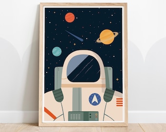 Astronaut Space Nursery Print: Vintage Kids Room Decor (Digital Download)