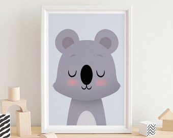 Koala print, Cute koala, Koala wall art, Animals prints, Animals wall art, Cute animals, Nursery wall print, Nursery print, Nursery decor