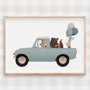 Stampe da parete con animali stravaganti per la cameretta dei bambini, graziose stampe di animali per la decorazione della cameretta dei bambini, animali della fattoria del safari nel bosco