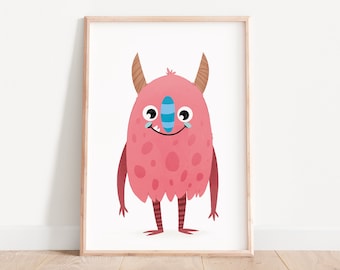 Monster Nursery Art Print, Kids Room Decor