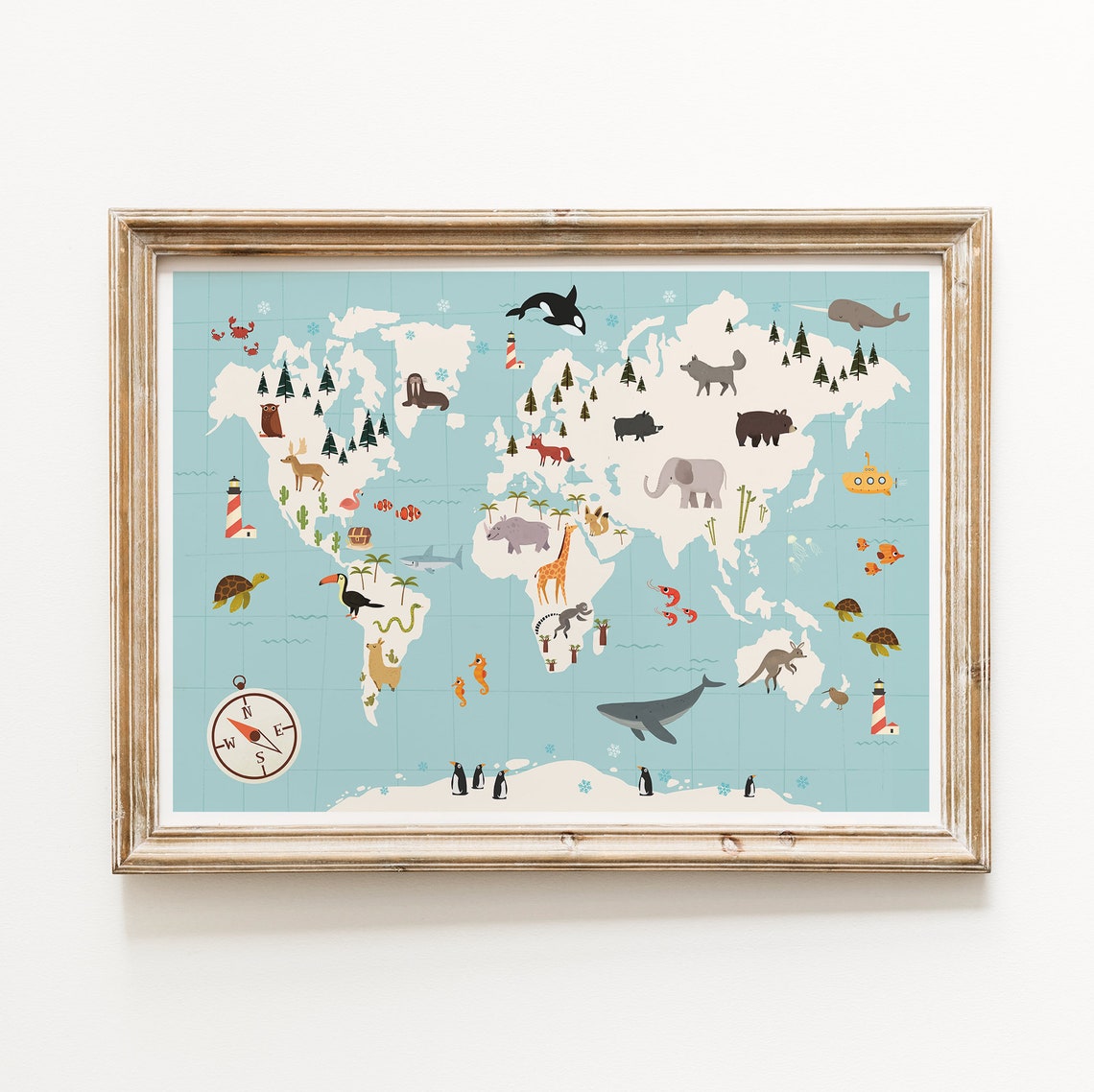 World Map Print Nursery World Map Nursery Wall Art Map Wall Etsy