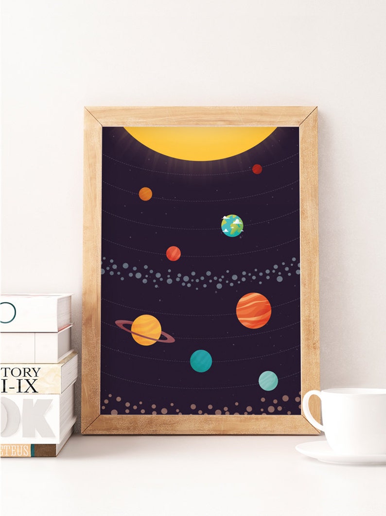 Planets illustration Cute poster Kids room art Kids space art Nursery poster Nursery art Solar system print Planets print
