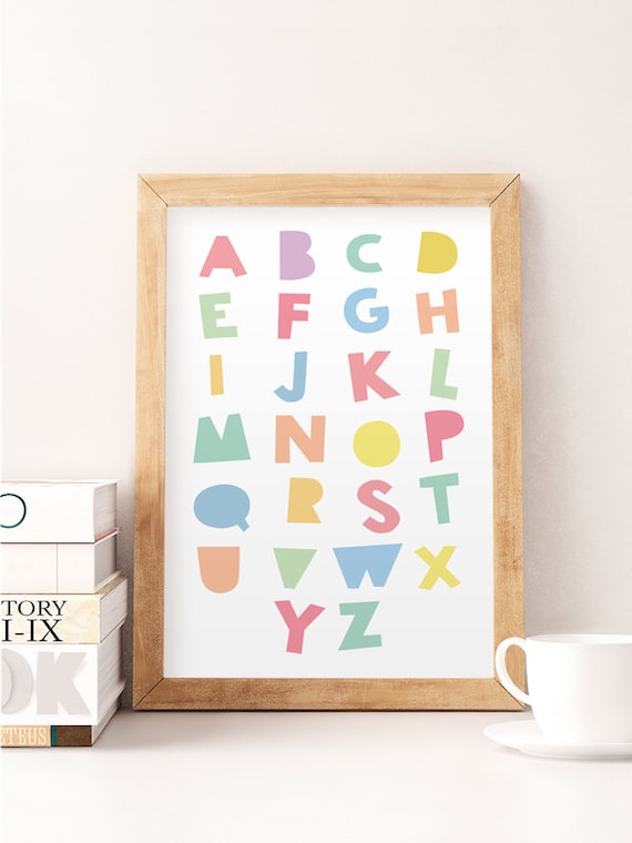 Alphabet Poster Kids Alphabet Colorful Kids Art Nursery | Etsy
