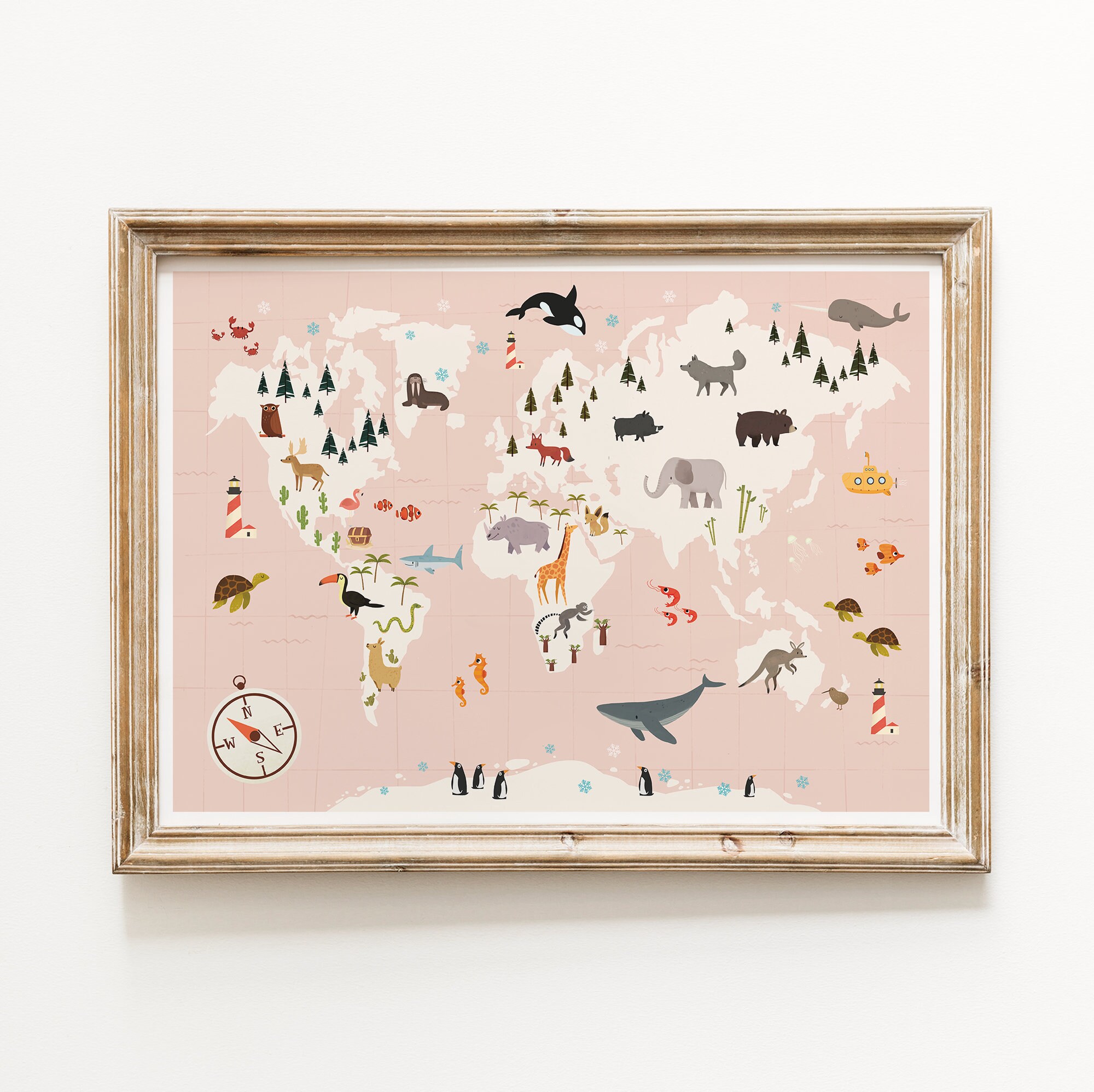 World Map Print Nursery World Map Nursery Wall Art Map Wall Etsy UK