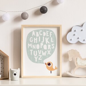 Alphabet print, Kids alphabet, Nursery alphabet, Nursery art, Childs room art, Kids wall art, Kids wall decor, Black and white, Alphabet image 3